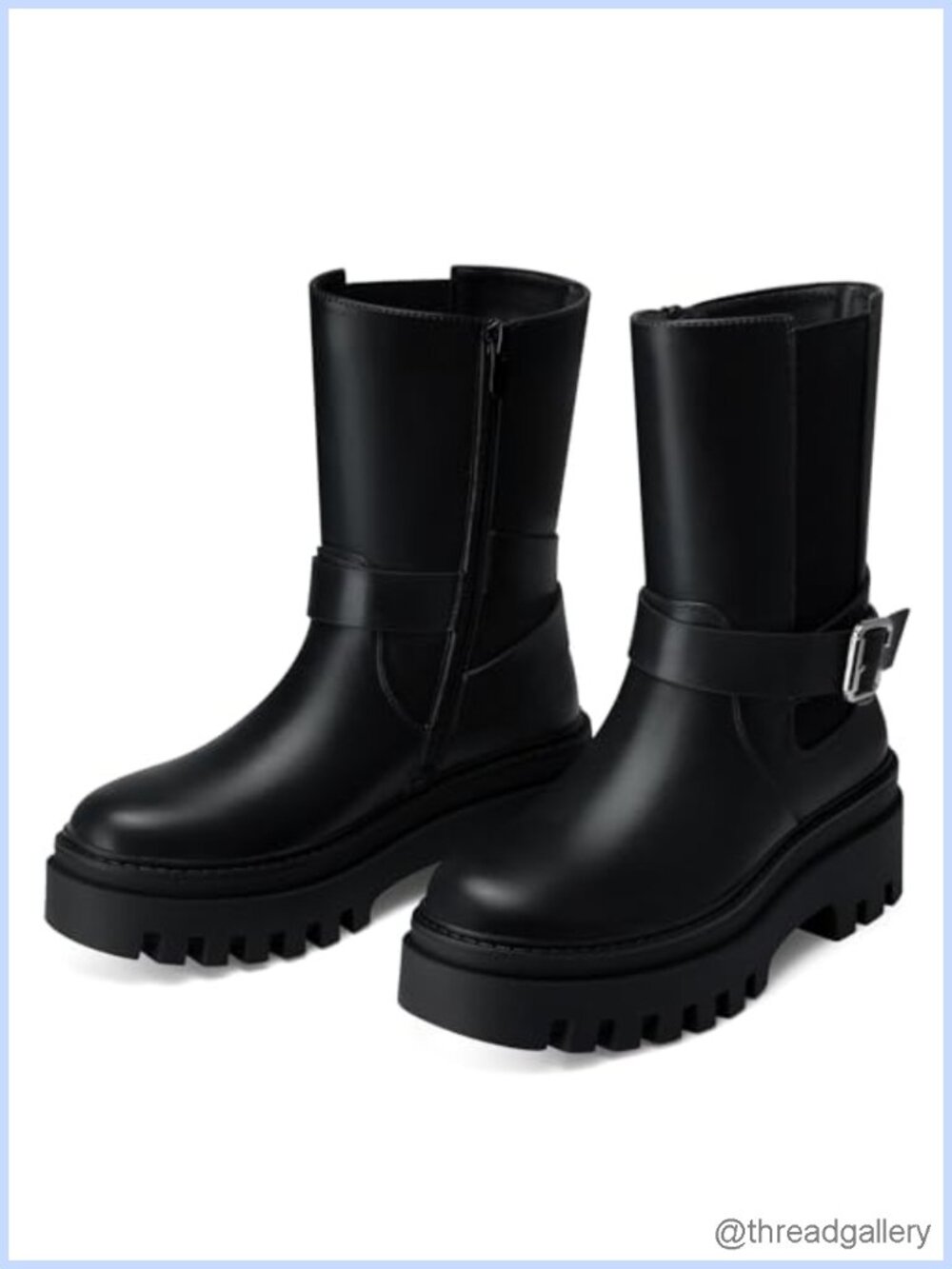 Wide Width Chelsea Ankle Boots Platform Round Toe PU Leather Zip